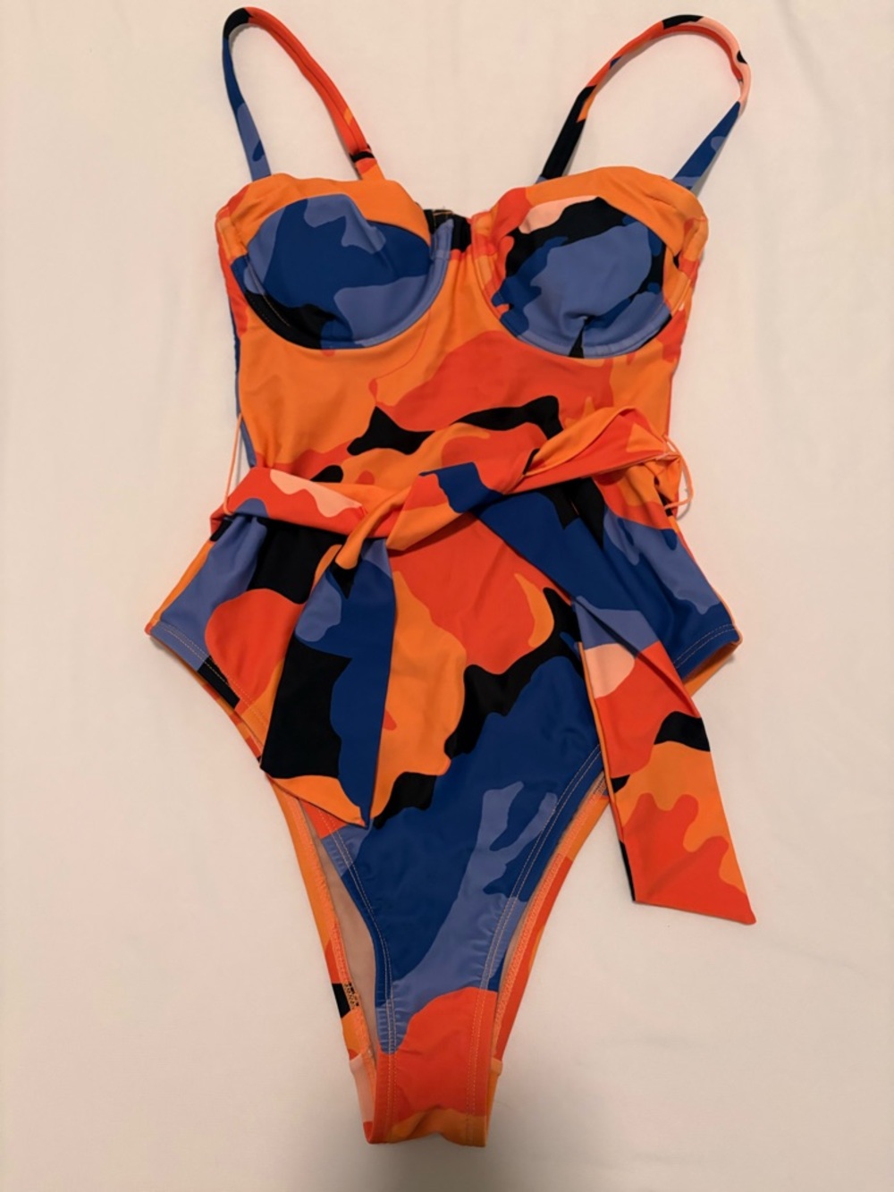Tabitha Brown Orange & Blue Camouflage One-Piece Swimsuit XXS - Used
